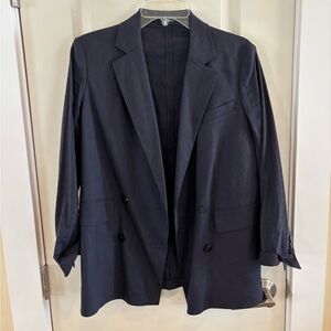 Theory Navy Linen Blend Blazer